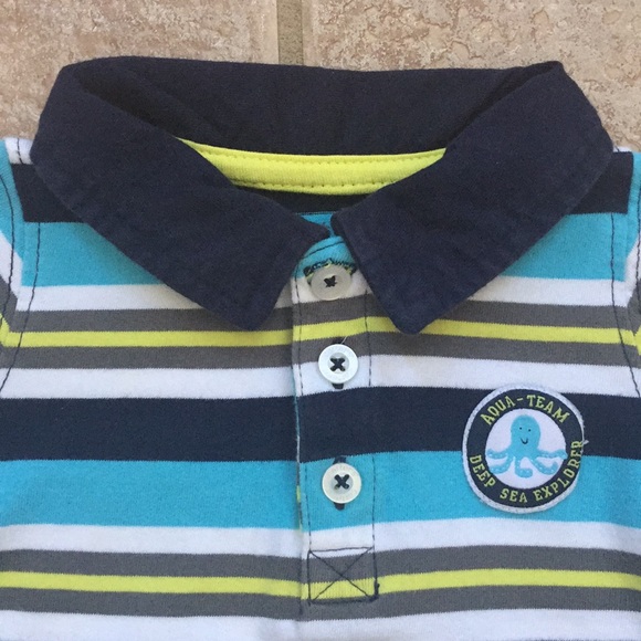 Carter’s Boys Striped Polo Style Romper Shortalls - Picture 4 of 10